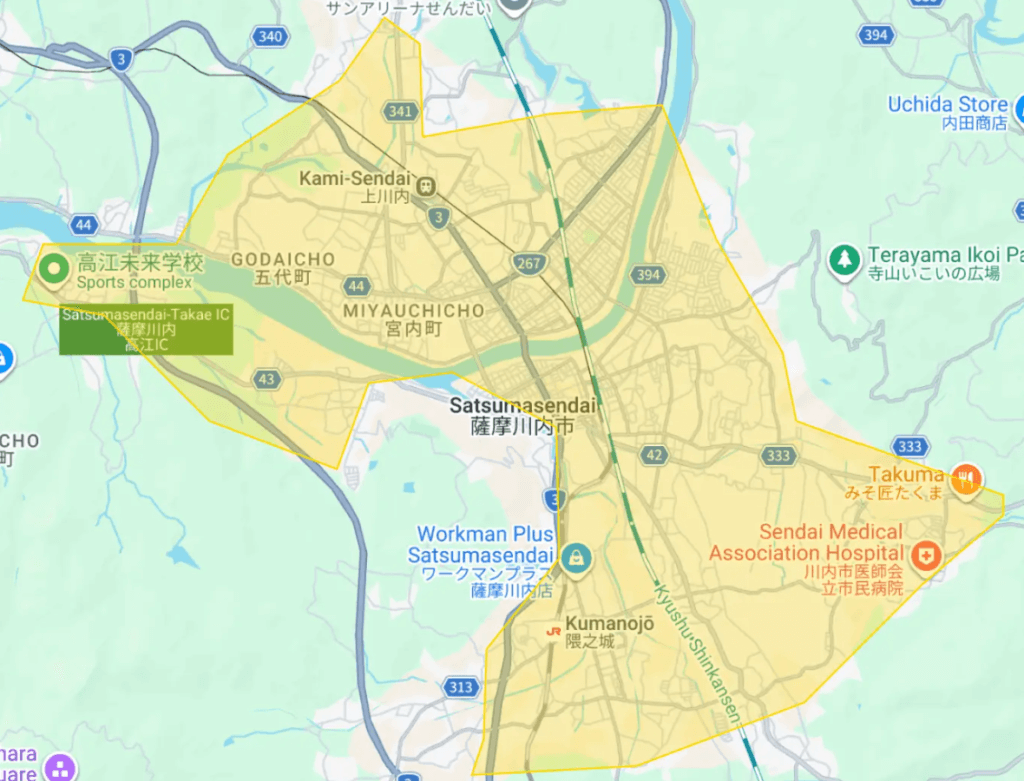 Uber Eats（ウーバーイーツ）薩摩川内市エリア