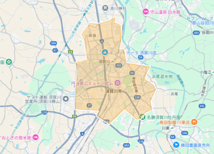 Uber Eats（ウーバーイーツ）福島県須賀川市エリア