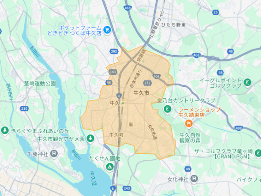 Uber Eats（ウーバーイーツ）茨城県牛久市エリア
