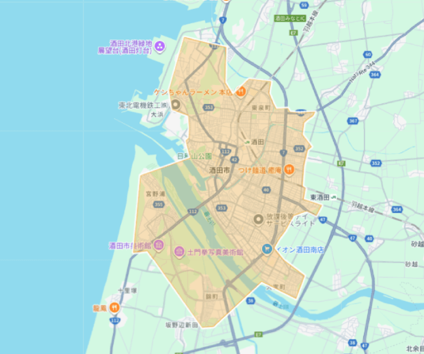 Uber Eats（ウーバーイーツ）山形県酒田市エリア