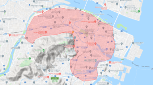 Uber Eats（ウーバーイーツ） 徳島県徳島市エリアの配達エリア（範囲 