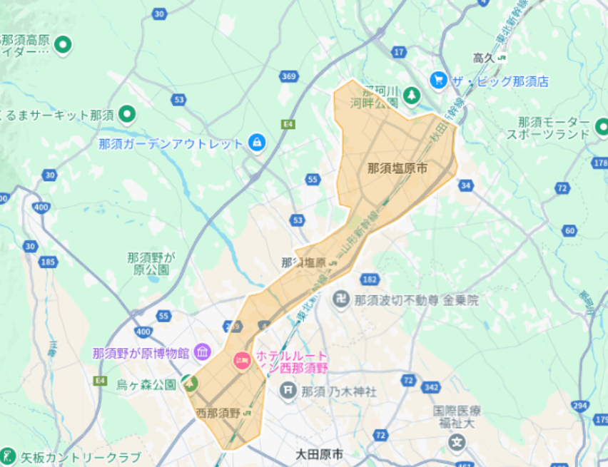 Uber Eats（ウーバーイーツ）栃木県那須塩原市エリア