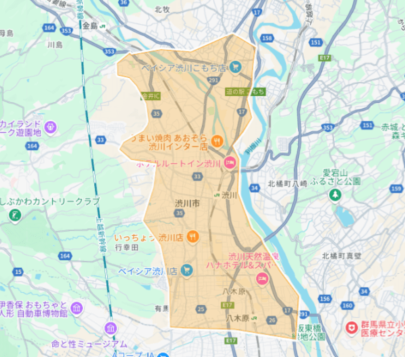 Uber Eats（ウーバーイーツ）群馬県渋川市エリア