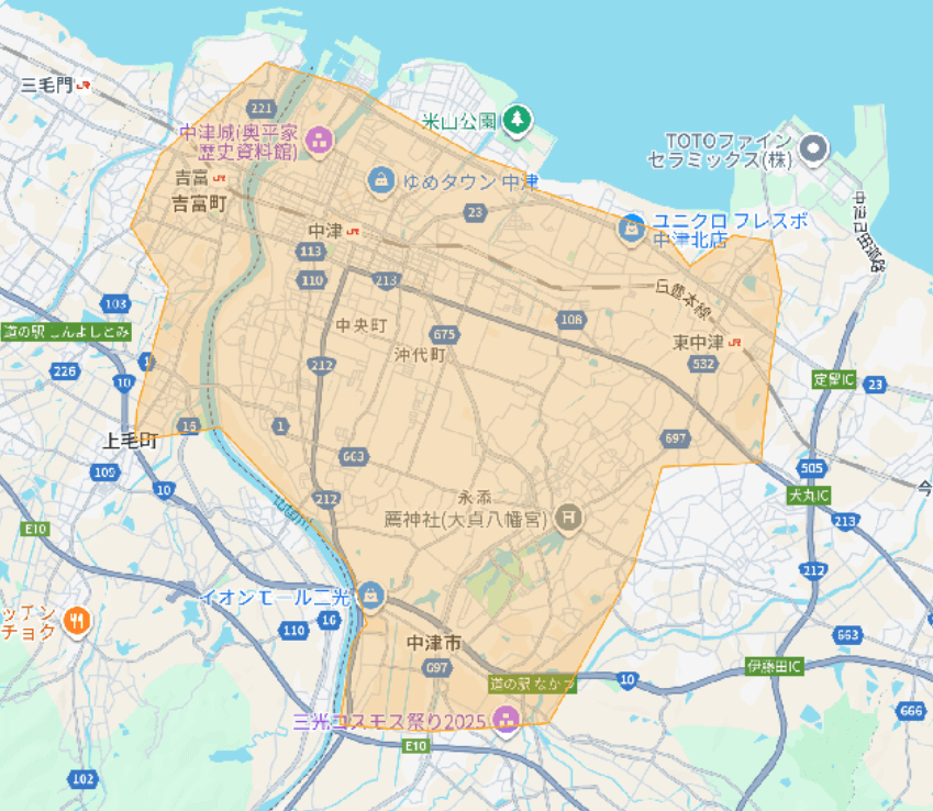Uber Eats（ウーバーイーツ）大分県中津市エリア