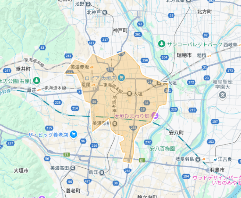 Uber Eats（ウーバーイーツ）岐阜県大垣市エリア